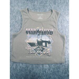 Pink Floyd Girls Youth XL Cropped Tank Top Tan Rock n Roll New York City Graphic
